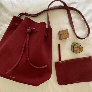 MANSUR GAVRIEL Rococo large bucket bag in suede and leather with wristlet